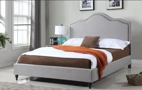 LindoMar Soft Arch Upholstered Bed - Light Linen