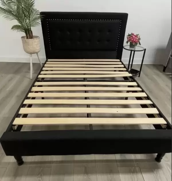 LindoMar Metro Luxe Studded Bed Frame - Onyx Black