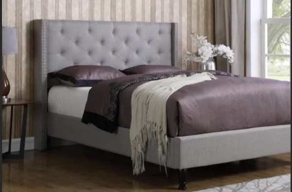 LindoMar Elegance Wingback Tufted Bed - Side Angle View