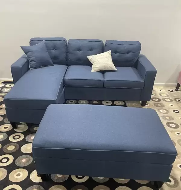 LindoMar Studio Flex Compact Sectional with Ottoman - Midnight Blue