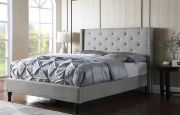 LindoMar Diamond Classic Tufted Bed - Mist Silver