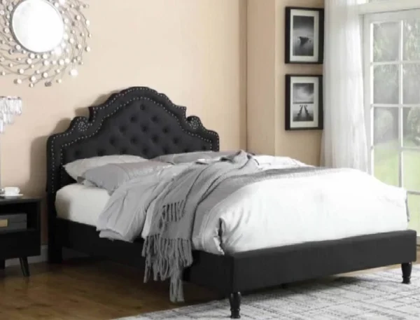 LindoMar Royal Arch Tufted Bed - Charcoal Black